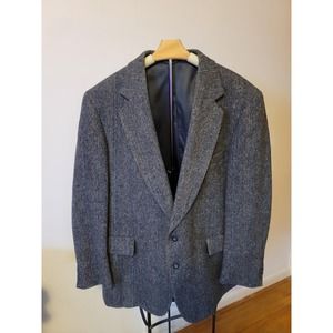 Vintage Adams Row by Richman Blue Herringbone 100% wool 48R Suit Jacket